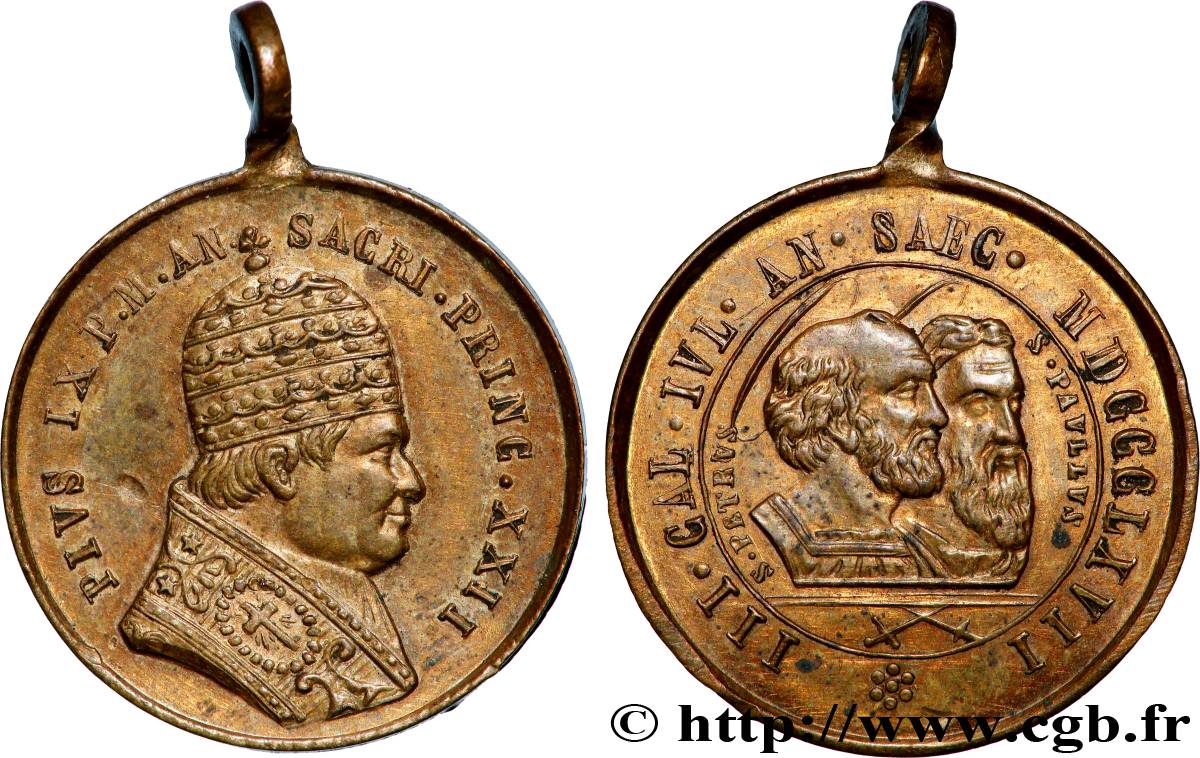 ITALIEN - KIRCHENSTAAT - PIE IX. Giovanni Maria Mastai Ferretti) Médaille, Saint Pierre et Saint Paul fVZ