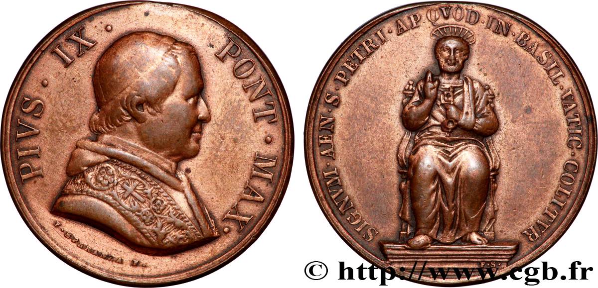 ITALIEN - KIRCHENSTAAT - PIE IX. Giovanni Maria Mastai Ferretti) Médaille, Saint Pierre SS