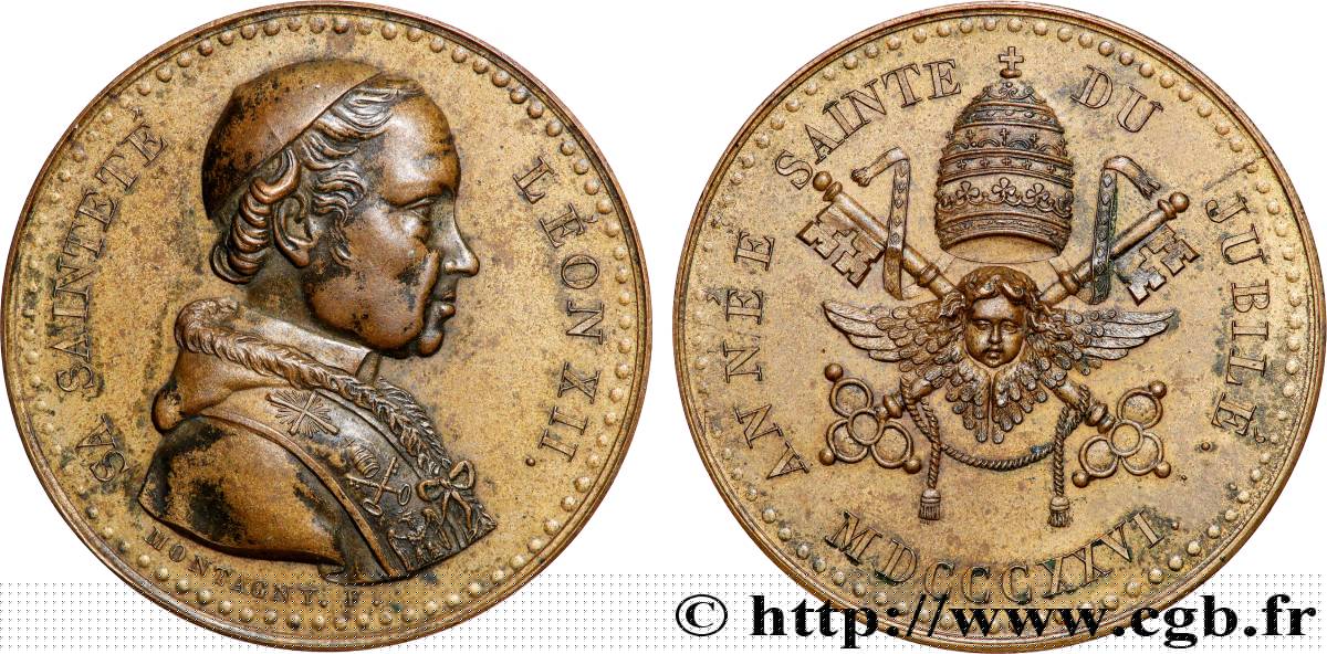 ITALIE - ÉTATS DU PAPE - LÉON XII (Annibale Sermattei della Genga) Médaille, Année sainte du jubilé TTB+