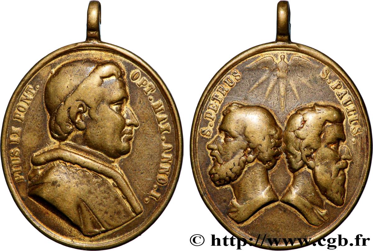 ITALIEN - KIRCHENSTAAT - PIE IX. Giovanni Maria Mastai Ferretti) Médaille, Saint Pierre et Saint Paul fSS