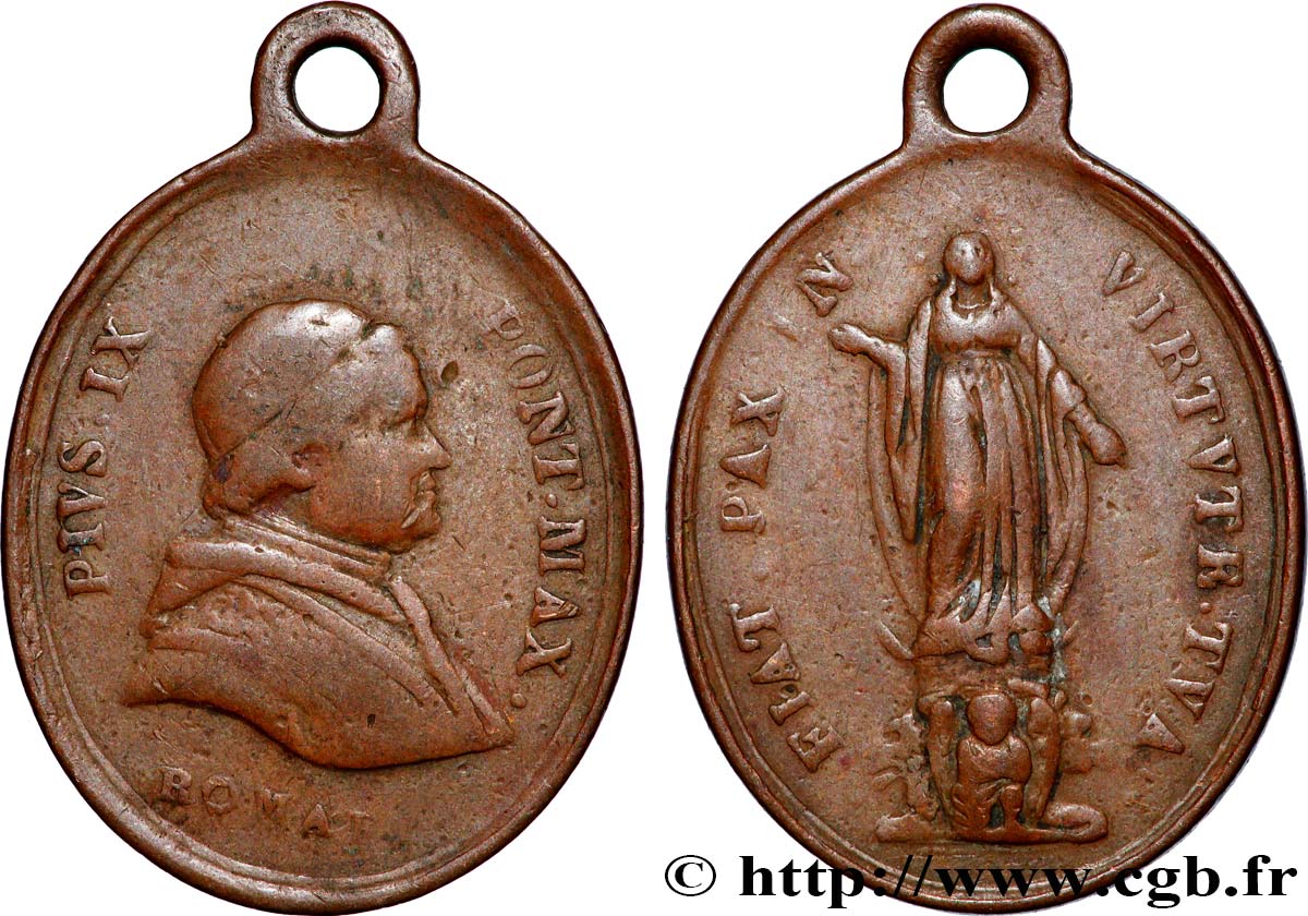 ITALIEN - KIRCHENSTAAT - PIE IX. Giovanni Maria Mastai Ferretti) Médaille, Vierge Marie fSS