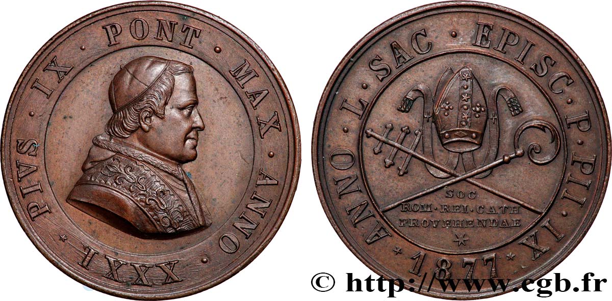 ITALIEN - KIRCHENSTAAT - PIE IX. Giovanni Maria Mastai Ferretti) Médaille, Jubilé épiscopal fVZ