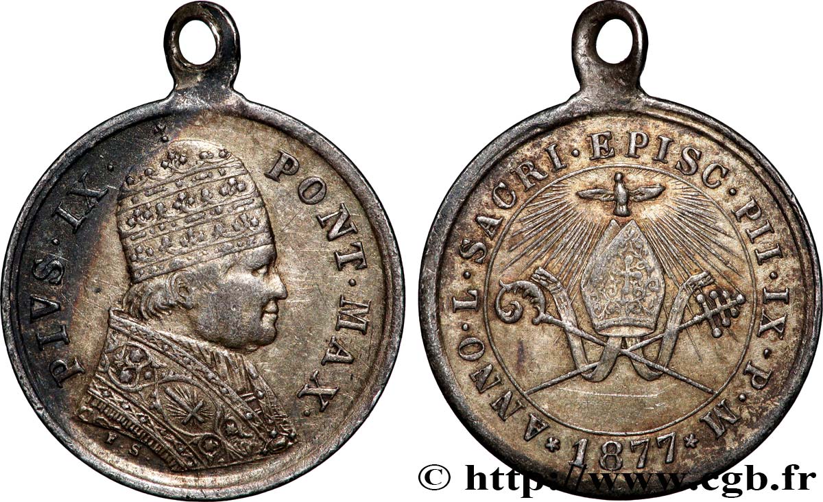 ITALIEN - KIRCHENSTAAT - PIE IX. Giovanni Maria Mastai Ferretti) Médaille, Jubilé épiscopal SS
