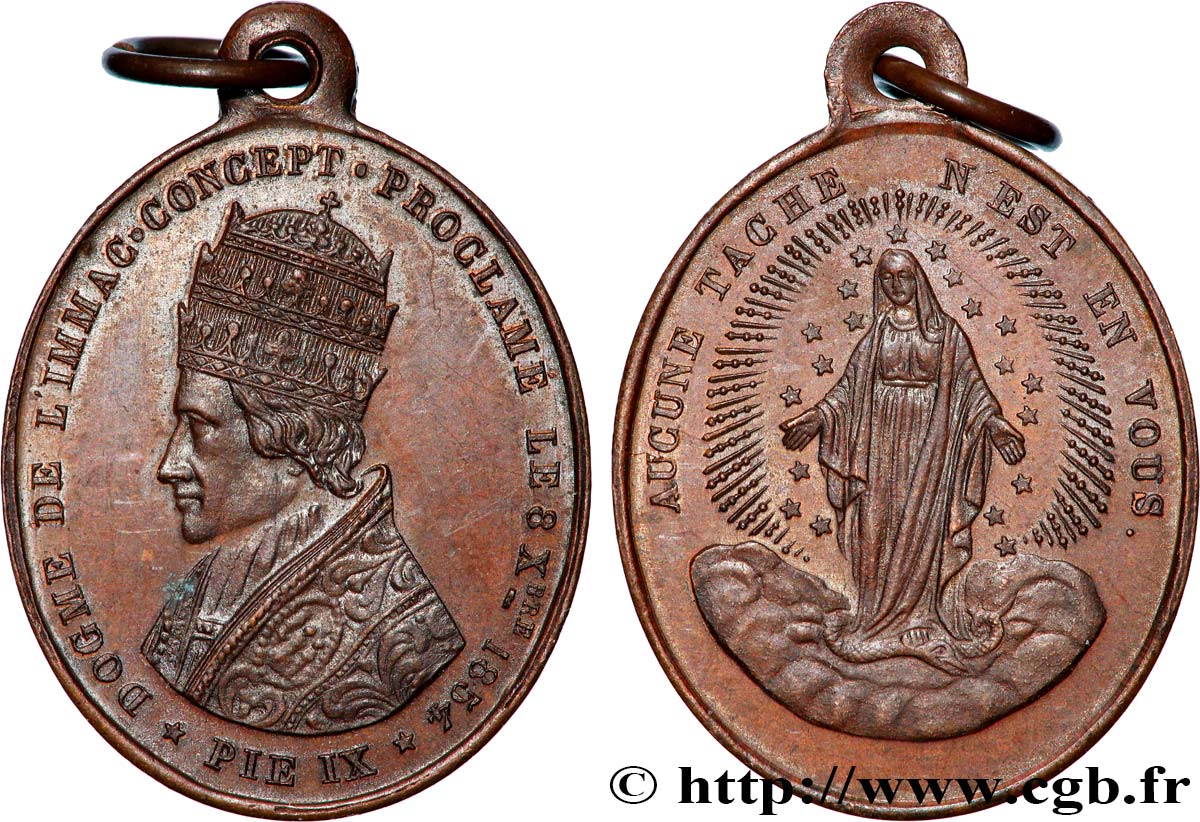 ITALIEN - KIRCHENSTAAT - PIE IX. Giovanni Maria Mastai Ferretti) Médaille, Dogme de l’immaculé conception VZ