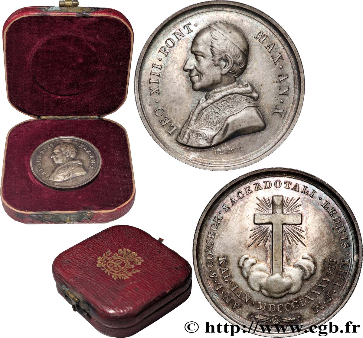 ITALIE - ÉTATS DE L&nbsp;ÉGLISE - LÉON XIII (Vincenzo Gioacchino Pecci) Médaille de sacerdoce VZ