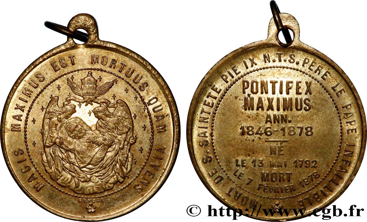 ITALIE - ÉTATS DU PAPE - PIE IX (Jean-Marie Mastai Ferretti) Médaille, Décès du pape SUP