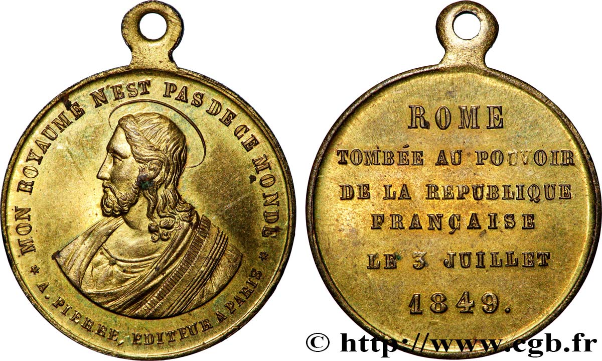 ITALIE - ÉTATS DU PAPE - PIE IX (Jean-Marie Mastai Ferretti) Médaille, Rome tombée au pouvoir de la République Française TTB+