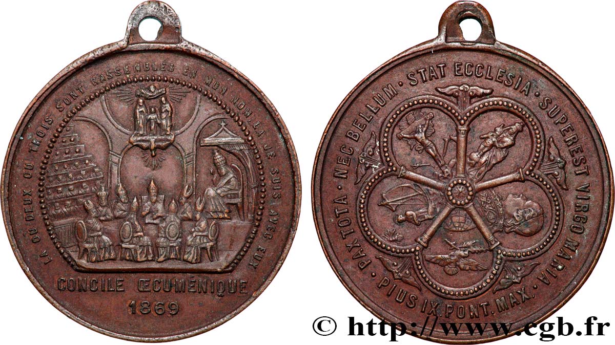 ITALIE - ÉTATS DU PAPE - PIE IX (Jean-Marie Mastai Ferretti) Médaille, Concile oecuménique, La paix sur la terre TTB+