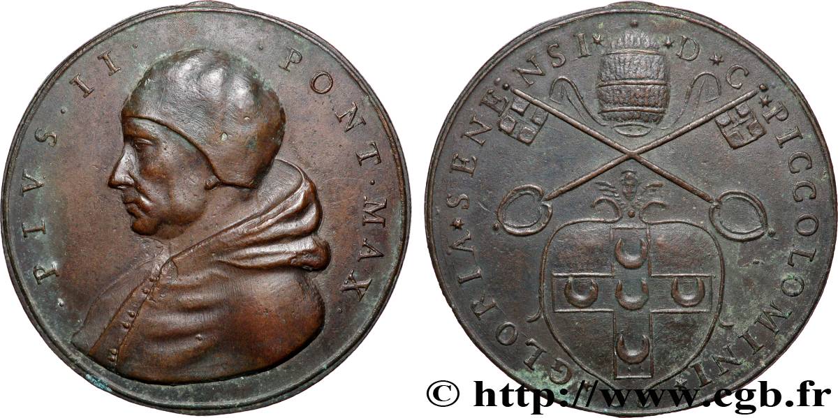 ITALIE - ÉTATS DU PAPE - PIE II (Enea Silvio Piccolomini) Médaille, Intronisation du pape Pie II TTB+