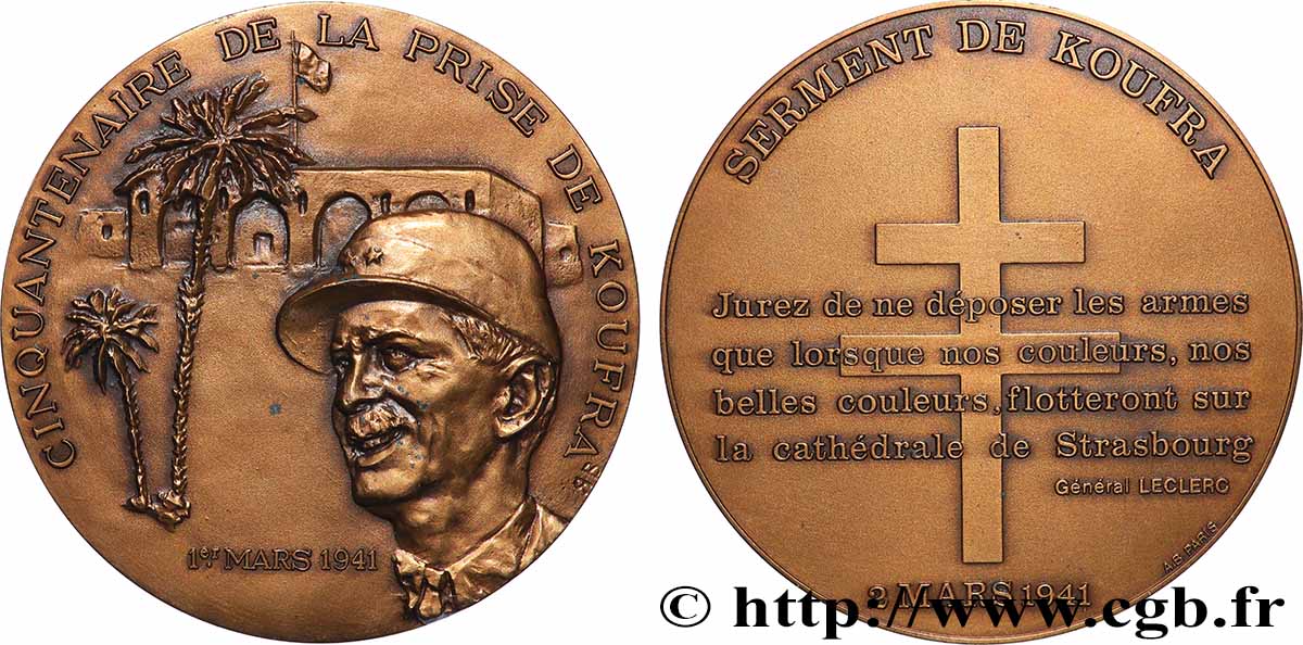 CINQUIÈME RÉPUBLIQUE Médaille, Cinquantenaire de la prise de Koufra SUP