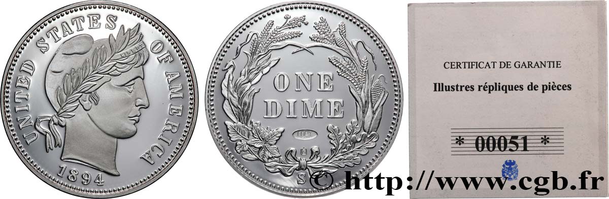 CINQUIÈME RÉPUBLIQUE Médaille, Reproduction monnaie, 1 Dime BE