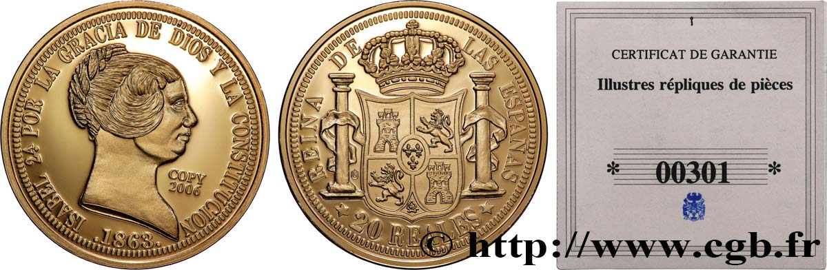 CINQUIÈME RÉPUBLIQUE Médaille, Reproduction monnaie, 20 Réals BE