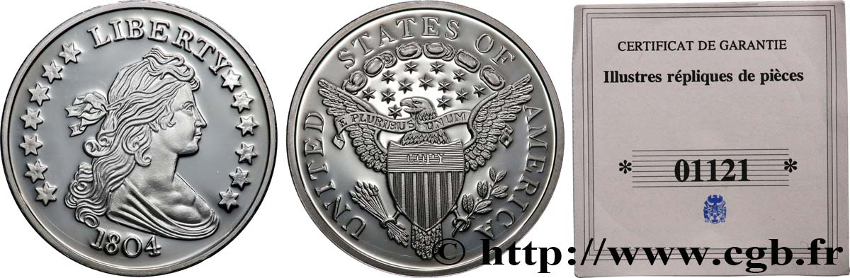 CINQUIÈME RÉPUBLIQUE Médaille, Reproduction monnaie, Dexter dollar 1804 BE