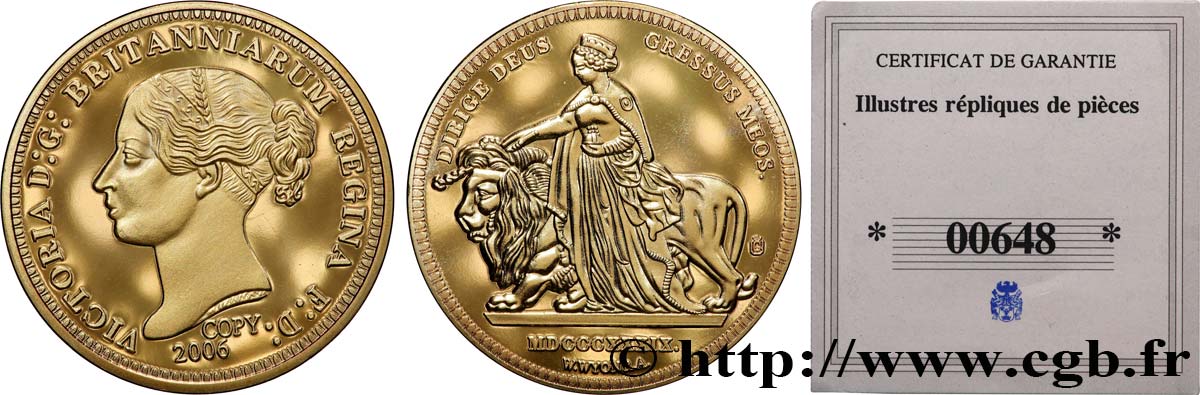 CINQUIÈME RÉPUBLIQUE Médaille, Reproduction monnaie, 5 Pounds “Una et le lion” BE