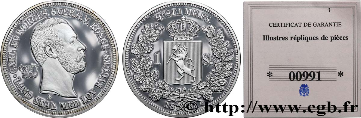 CINQUIÈME RÉPUBLIQUE Médaille, Reproduction monnaie, 1 Speciesdaler BE