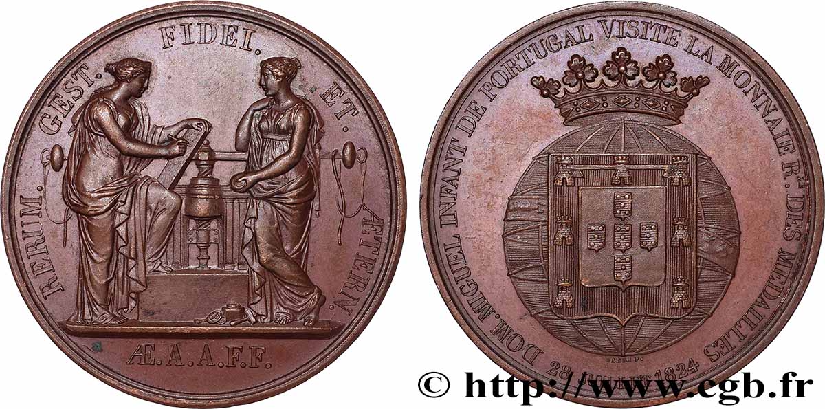 LUDWIG XVIII Médaille, Dom Miguel, infant de Portugal, Visite de la Monnaie VZ