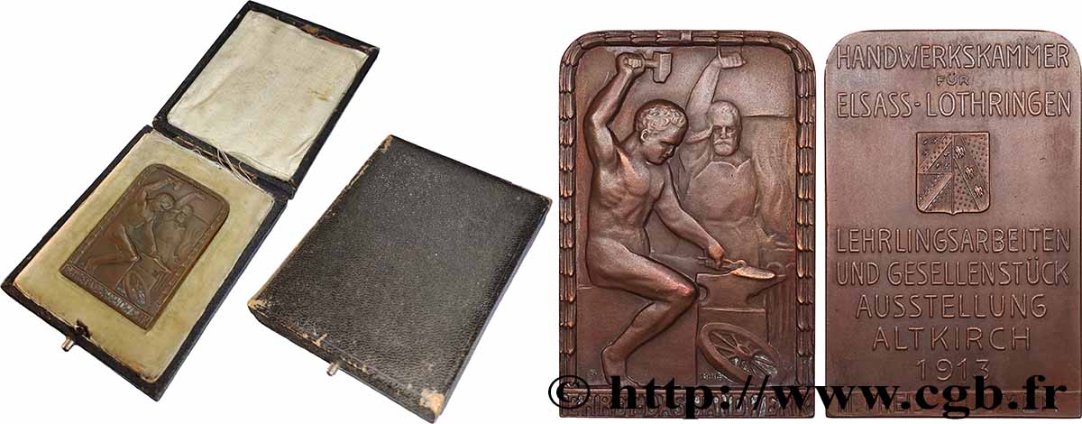 ALLEMAGNE - KÖNIGREICH PREUẞEN - WILHELM II. Médaille, Chambre des artisans d’Alsace-Lorraine  fVZ