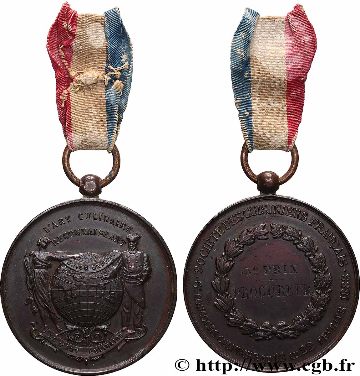 TROISIÈME RÉPUBLIQUE Médaille, Société des cuisiniers français, 6e concours culinaire TTB