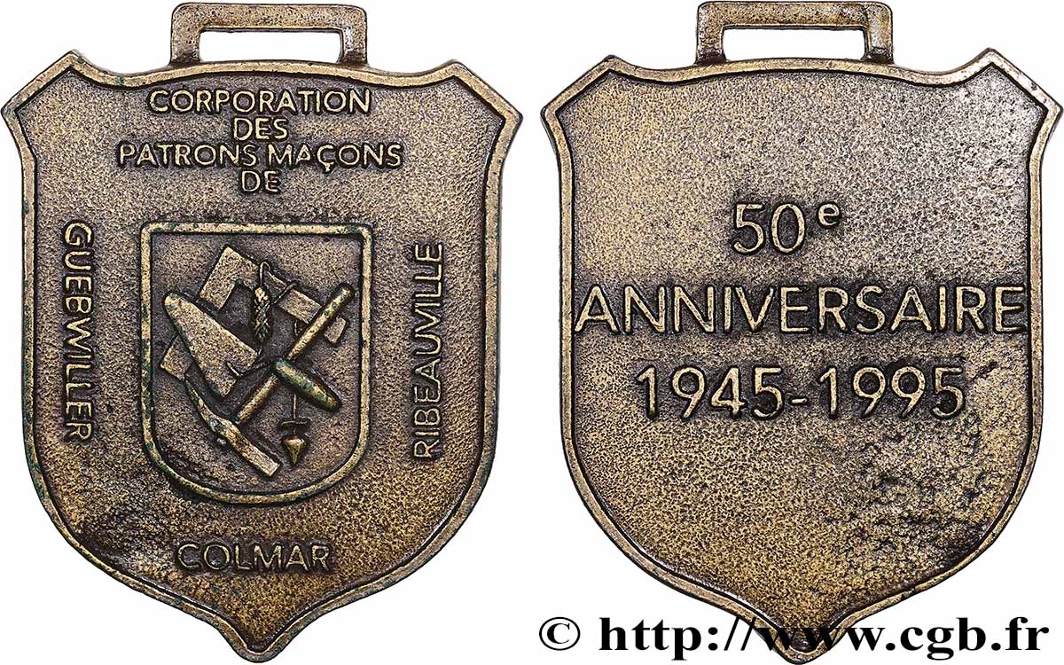 V REPUBLIC Médaille, Corporation des patrons maçons XF