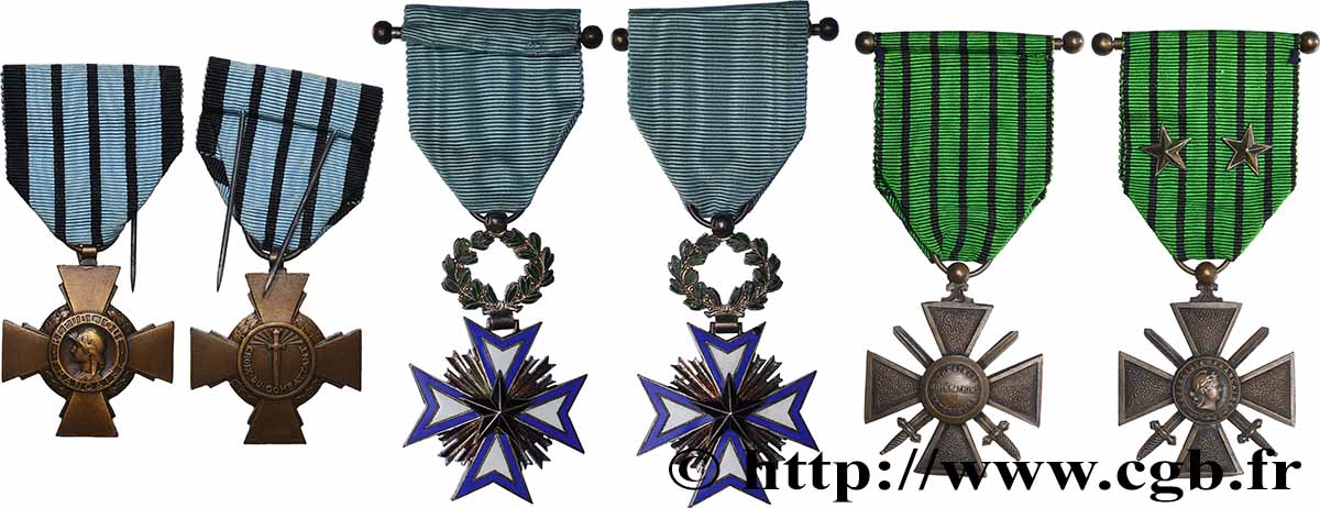 TROISIÈME RÉPUBLIQUE Lot de trois décorations militaires, Étoile noir du Bénin, Croix du combattant, Théâtres d’opération extérieures TTB+