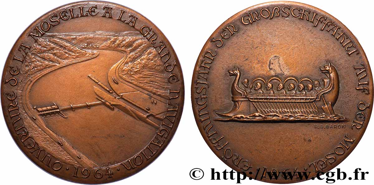 CINQUIÈME RÉPUBLIQUE Médaille, Ouverture de la Moselle à la grande navigation TTB+