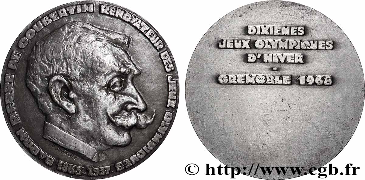 CINQUIÈME RÉPUBLIQUE Médaille, Pierre de Coubertin, Dixièmes jeux olympiques d’Hiver SUP