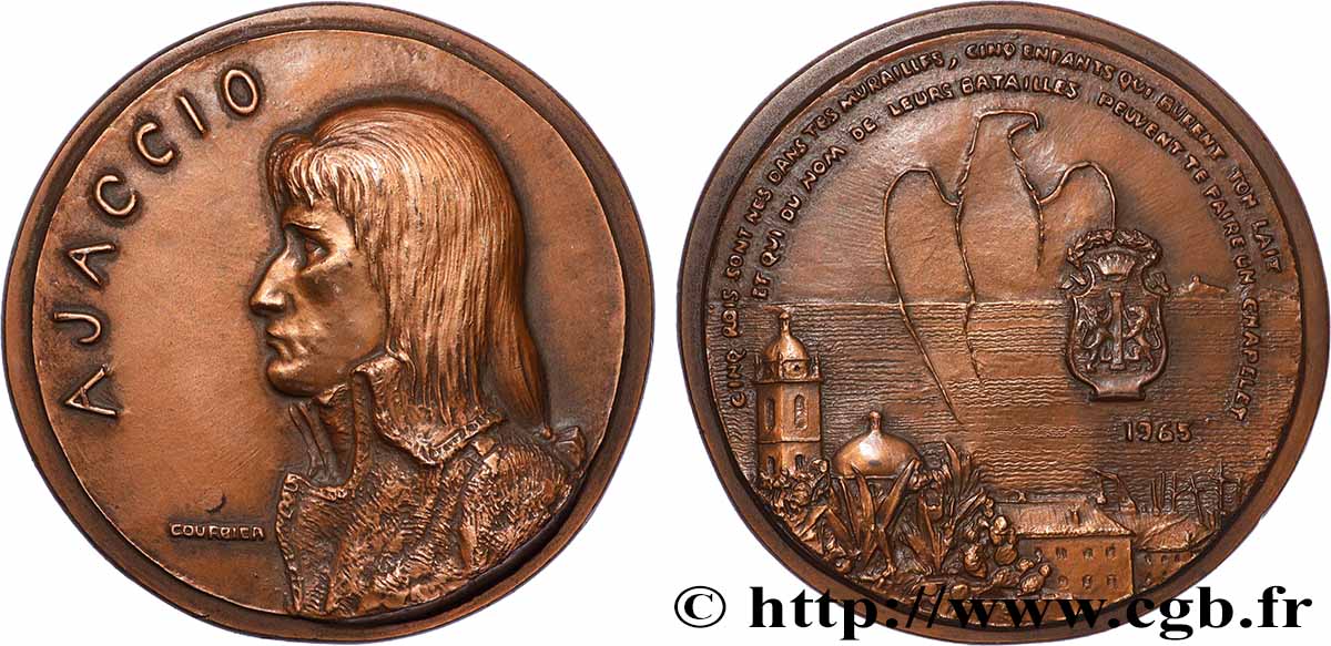 CINQUIÈME RÉPUBLIQUE Médaille, Ville d’Ajaccio et Bonaparte TTB+/SUP