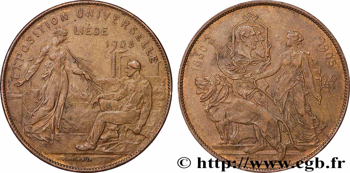 BELGIQUE - ROYAUME DE BELGIQUE - LÉOPOLD II Médaille, Exposition Universelle TTB