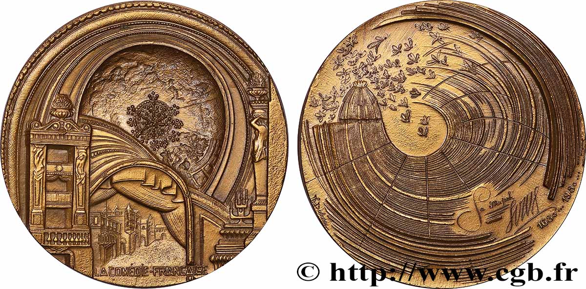 CINQUIÈME RÉPUBLIQUE Médaille, Tricentenaire de La Comédie Française, refrappe SUP