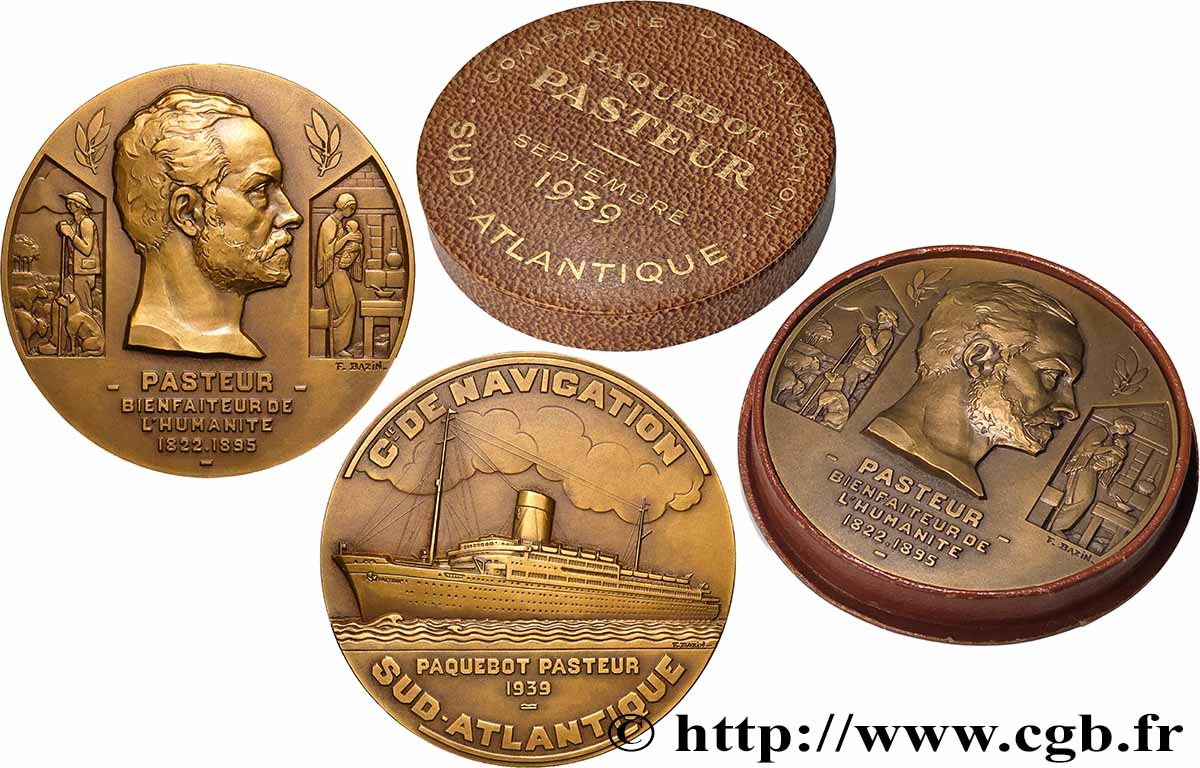 III REPUBLIC Médaille, Paquebot Pasteur MS