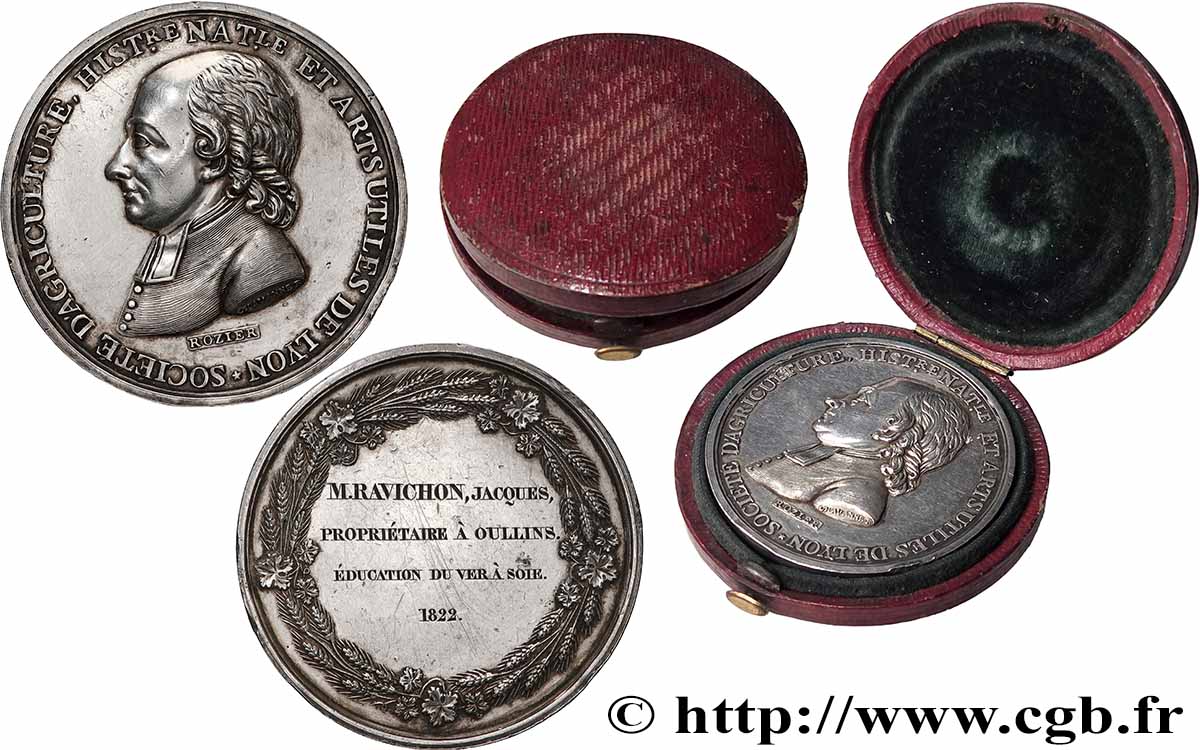 LOUIS XVIII Médaille, Société d’agriculture, histoire naturelle et arts utiles de Lyon TTB+