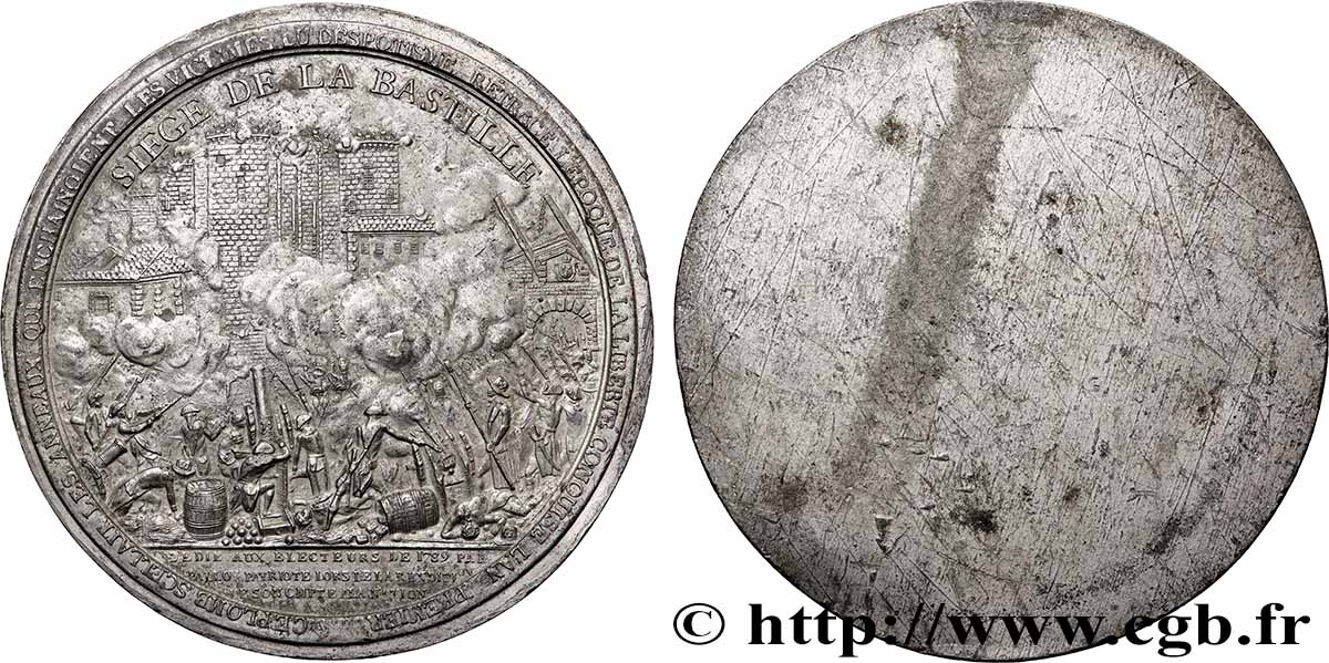 LOUIS XVI Médaille, Plomb qui scellait les anneaux enchaînant les victimes du despotisme, Siège de la Bastille q.SPL