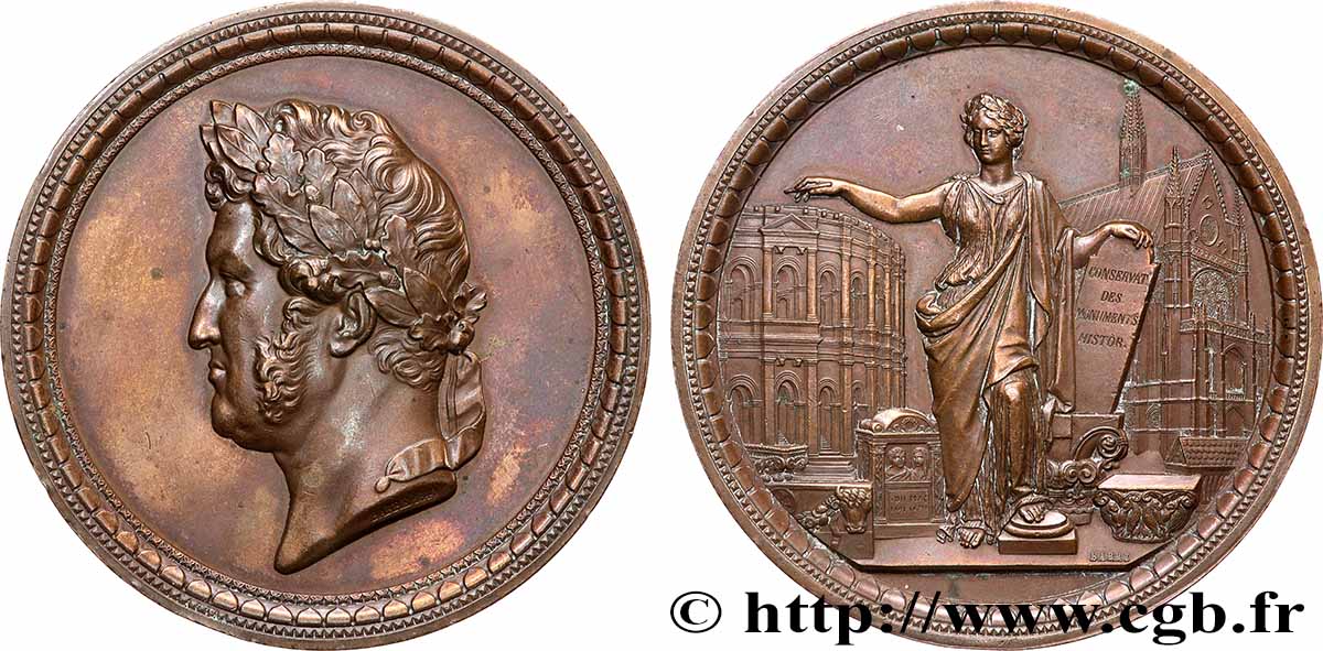 LOUIS-PHILIPPE Ier Médaille, Conservation des monuments historiques TTB+