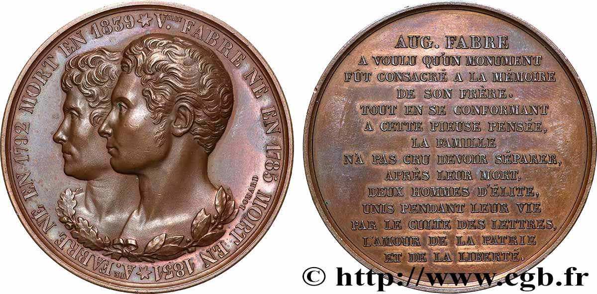 LOUIS-PHILIPPE I Médaille, Monument à la mémoire du frère d’Auguste Fabre AU