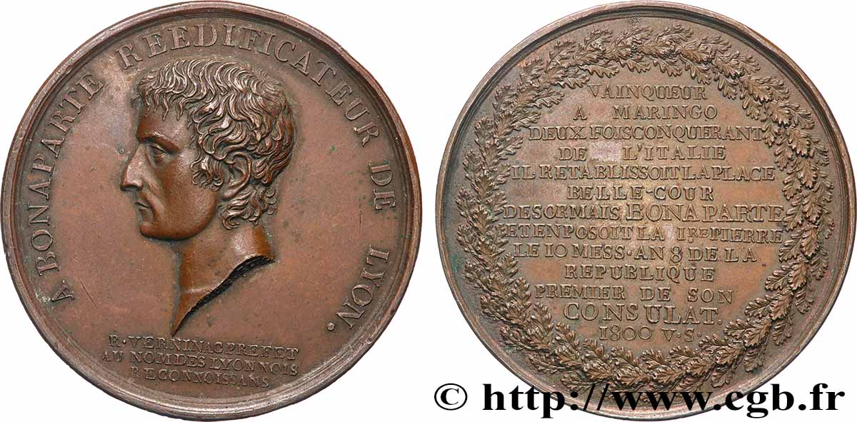 CONSULAT Médaille, Reconstruction de la place Bellecour à Lyon TTB+