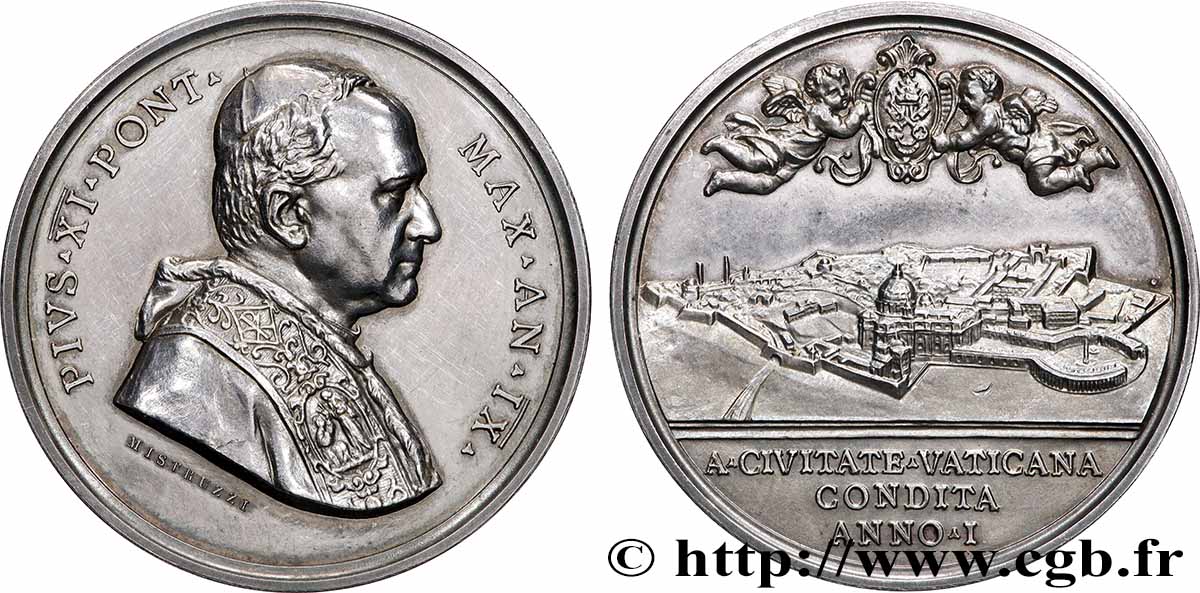 VATICANO - PIE XI (Achille Ratti) Médaille, Anniversaire de la constitution de l’état de la Cité du Vatican SPL/q.SPL