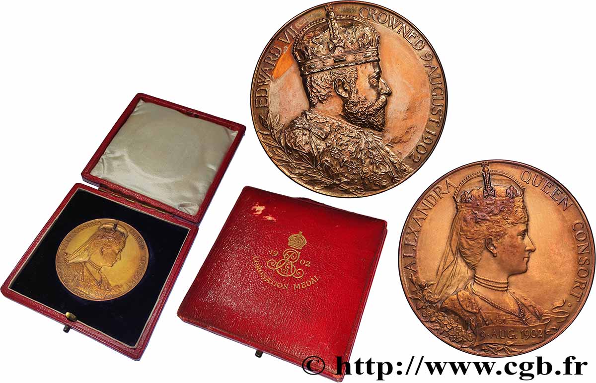 GRANDE-BRETAGNE - ÉDOUARD VII Médaille, Couronnement d’Édouard VII et Alexandra fVZ/VZ