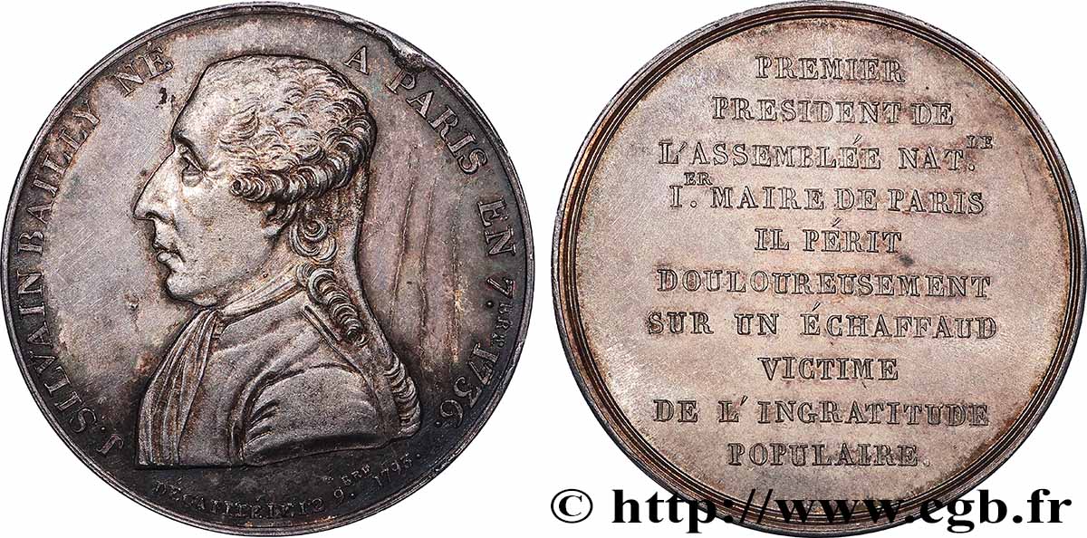 LOUIS XVI Médaille, Jean-Silvain Bailly, maire de Paris SUP
