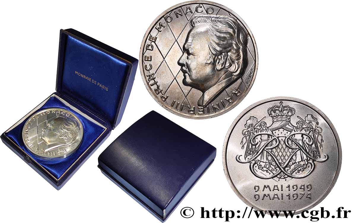 MONACO Médaille, Rainier III, 25 ans de règne SPL