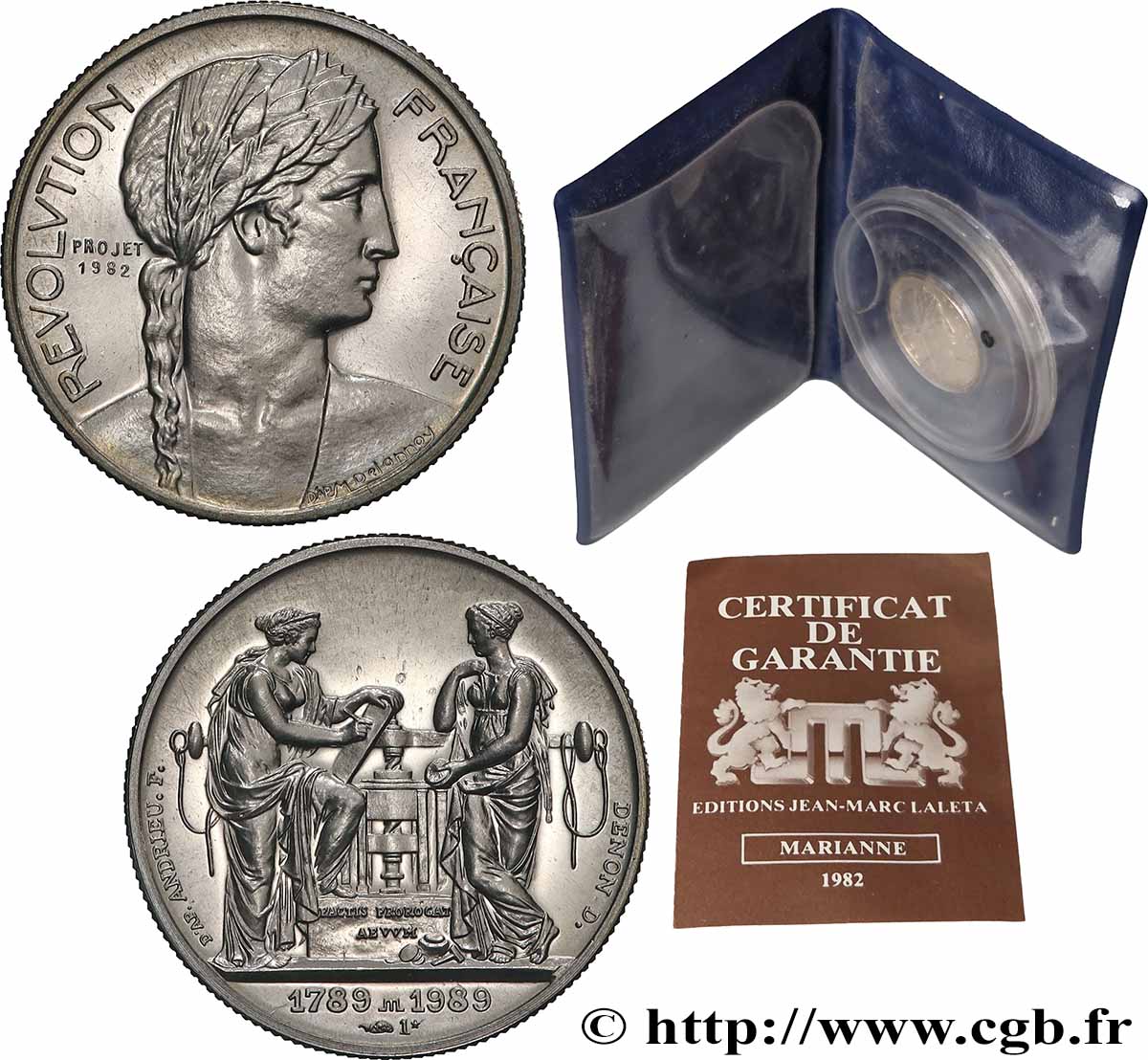 V REPUBLIC Médaille, Bicentenaire de la Révolution Française, Frappe de la Monnaie AU