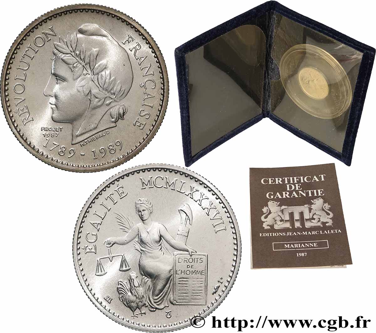 V REPUBLIC Médaille, Bicentenaire de la Révolution Française, l’Égalité MS