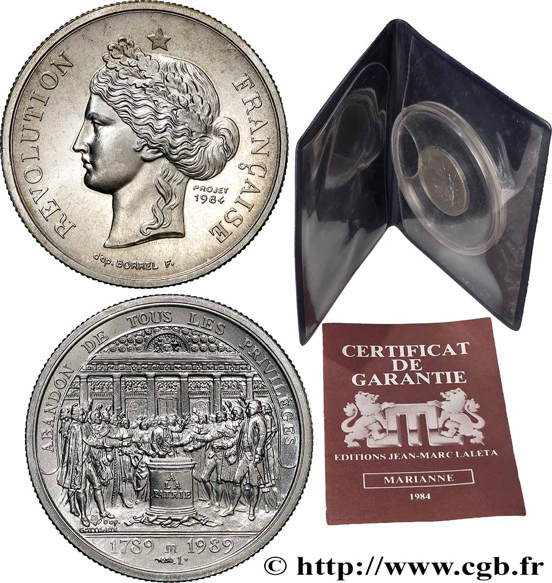 FUNFTE FRANZOSISCHE REPUBLIK Médaille, Bicentenaire de la prise de la Bastille, Abandon des privilèges VZ