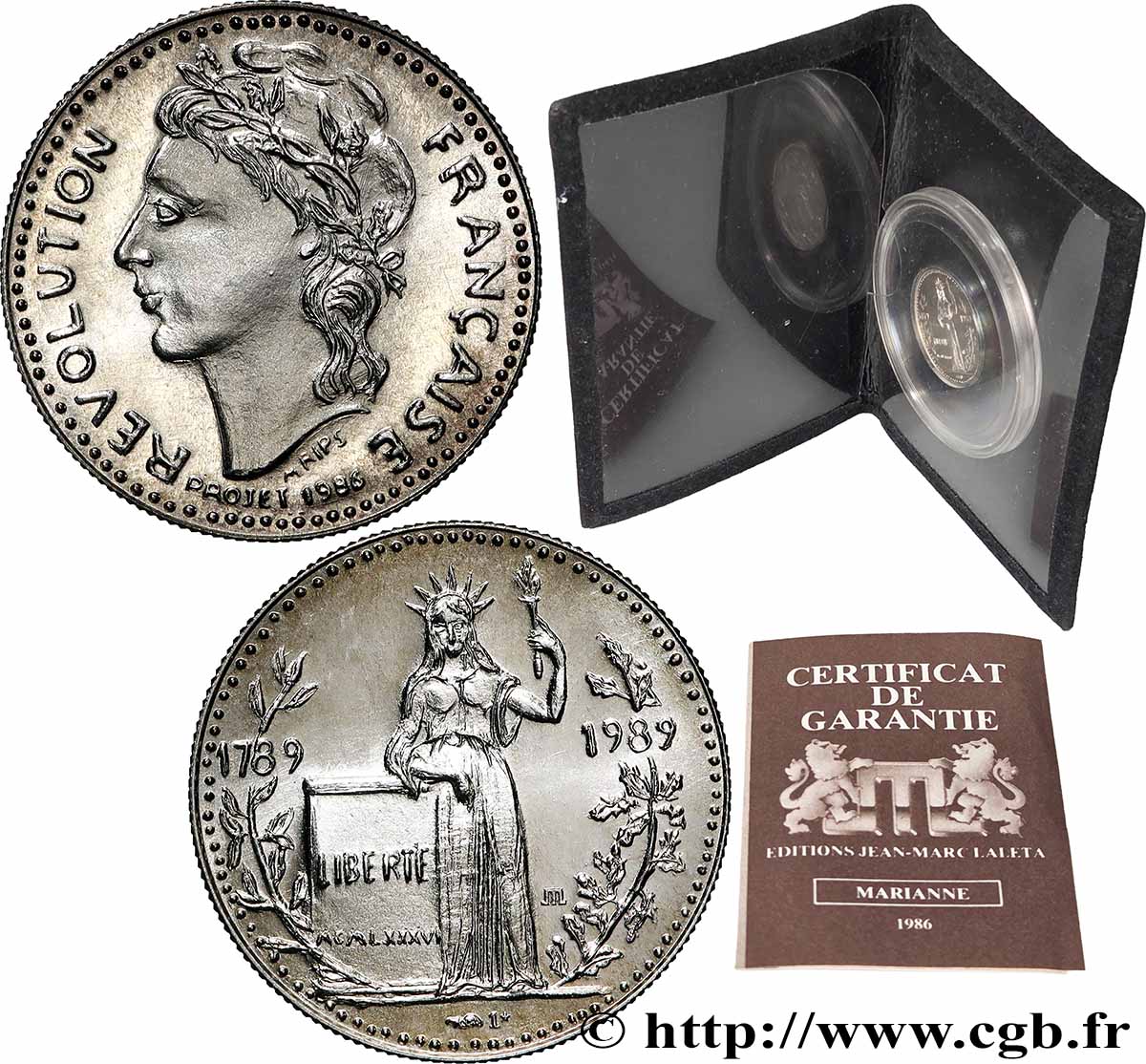 V REPUBLIC Médaille, Bicentenaire de la Révolution Française, la Liberté AU