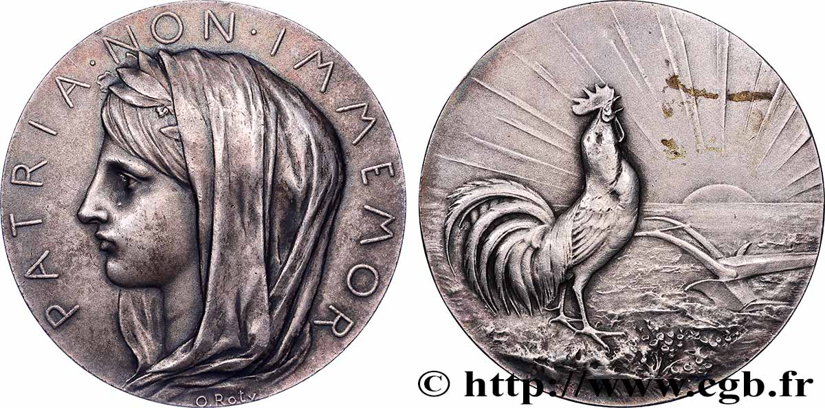 TROISIÈME RÉPUBLIQUE Médaille patriotique, Patria non Immemor, 25e anniversaire de la République Française TTB+