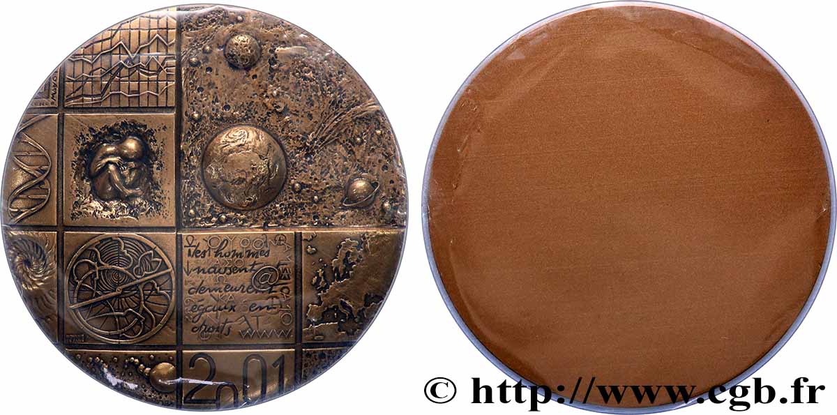 V REPUBLIC Médaille calendrier, Les hommes naissent et demeurent égaux, tirage uniface MS