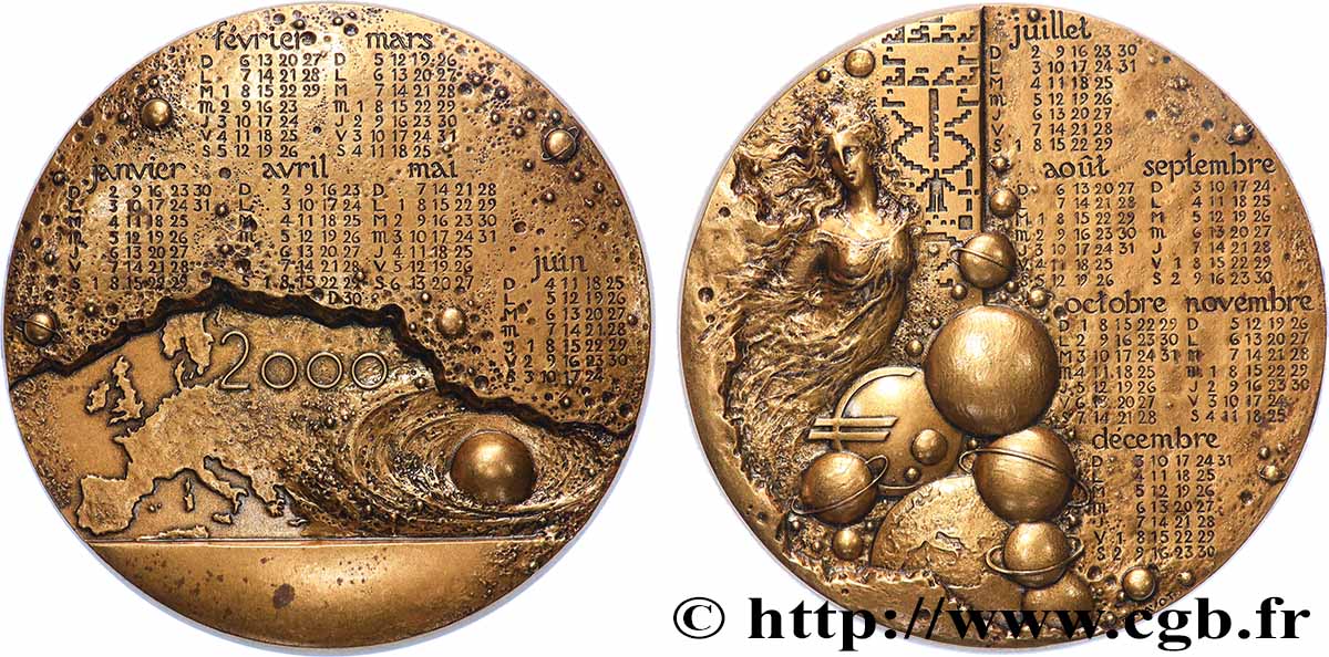 V REPUBLIC Médaille calendrier, L’Europe et l’espace AU