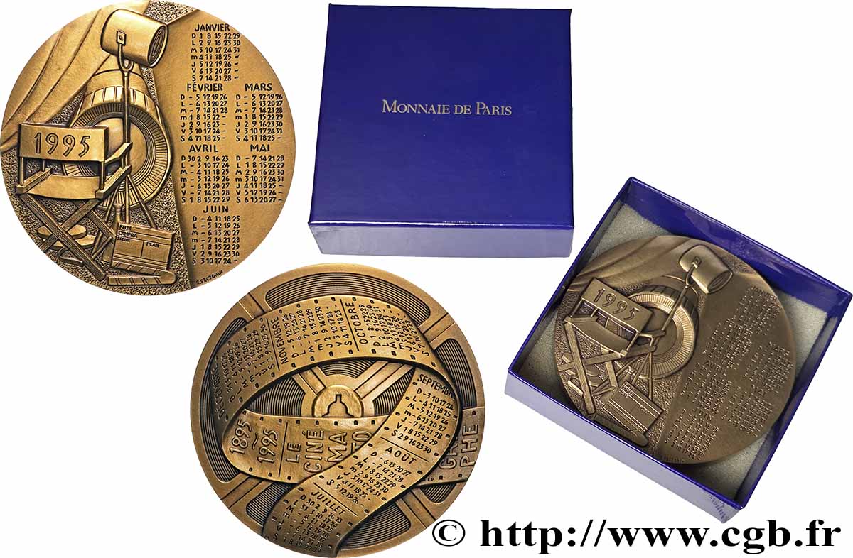 CINQUIÈME RÉPUBLIQUE Médaille calendrier, centenaire du Cinématographe SPL