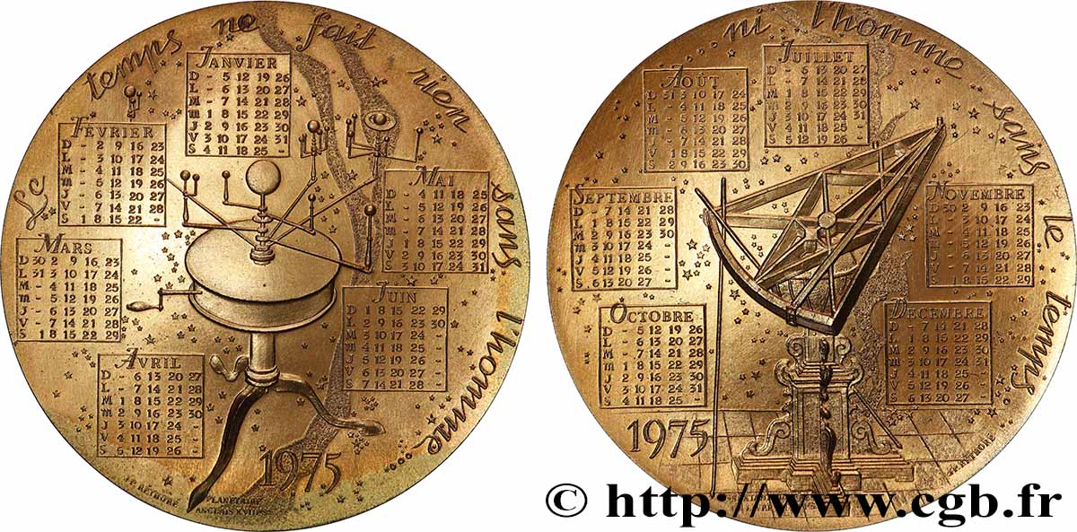V REPUBLIC Médaille calendrier, Le temps AU