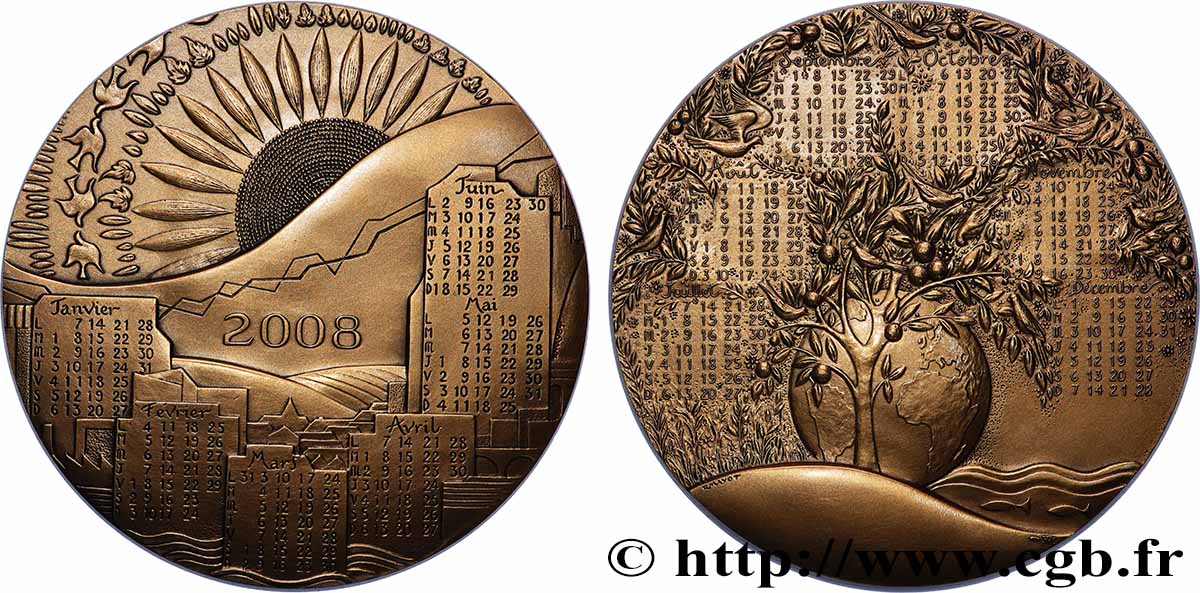 CINQUIÈME RÉPUBLIQUE Médaille calendrier, Nature SPL