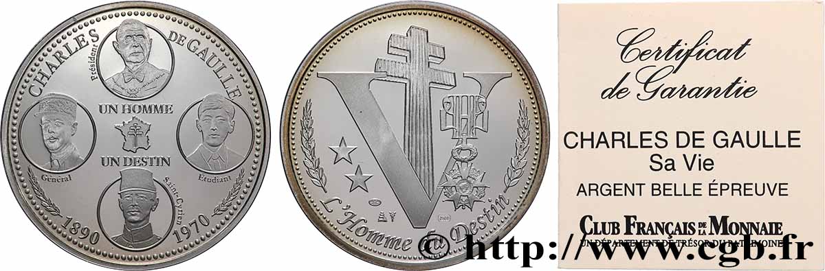 V REPUBLIC Médaille, Charles de Gaulle MS